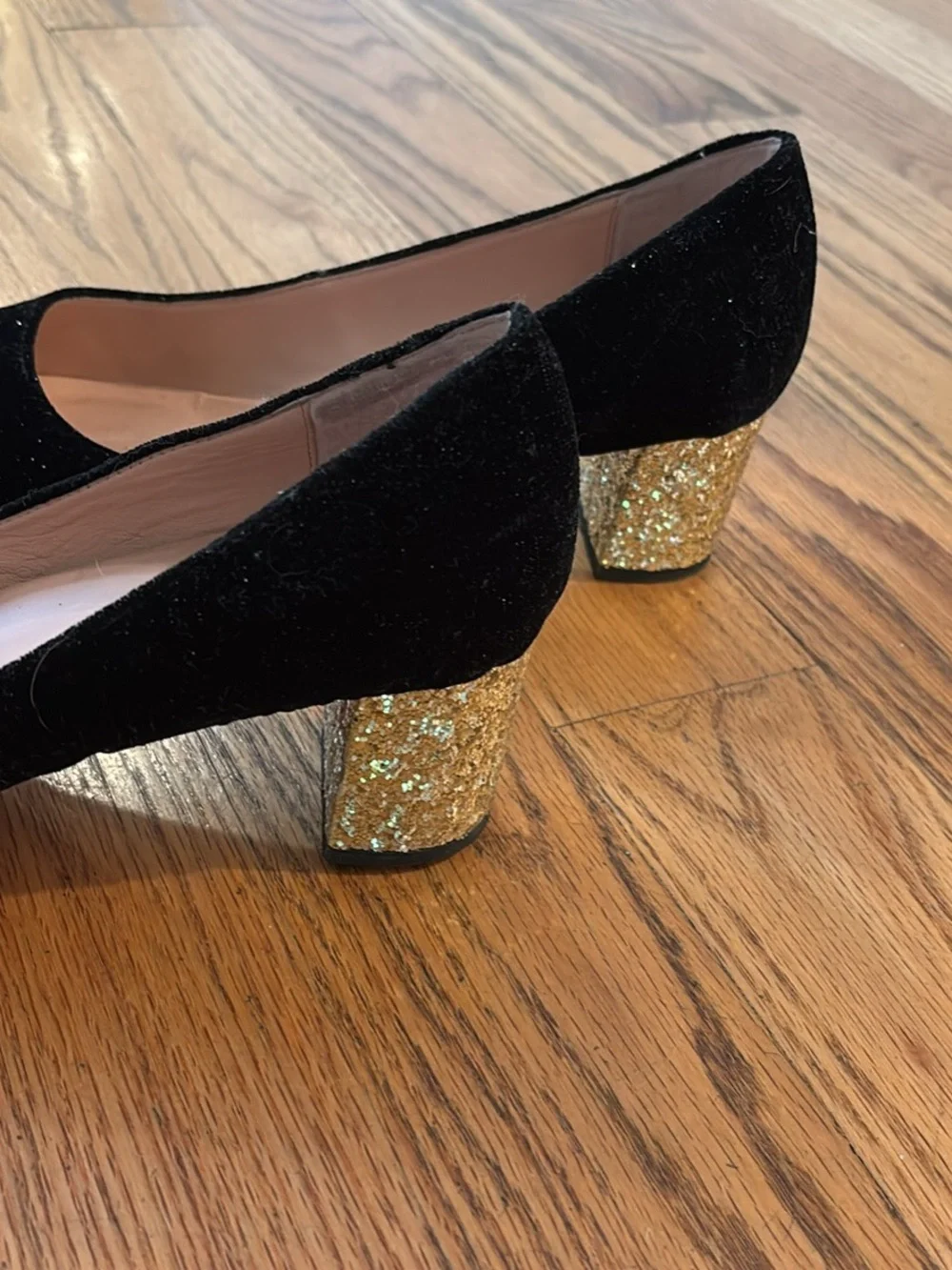 kate spade Black Suede Low Block Heel Pumps